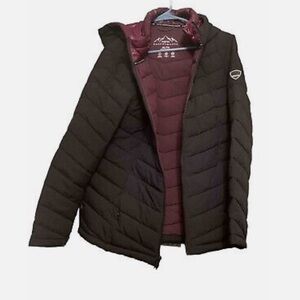 HFX Performance Womens Winter Black Puffer Coat Jacket Sz XL. Maroon interior.